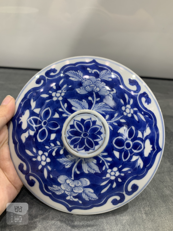 清康熙青花如意纹盖缸 - 图10